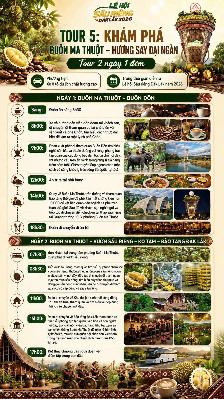 Đắk Lắk giới thiệu chương trình tour du lịch phục vụ Lễ hội Sầu riêng năm 2026